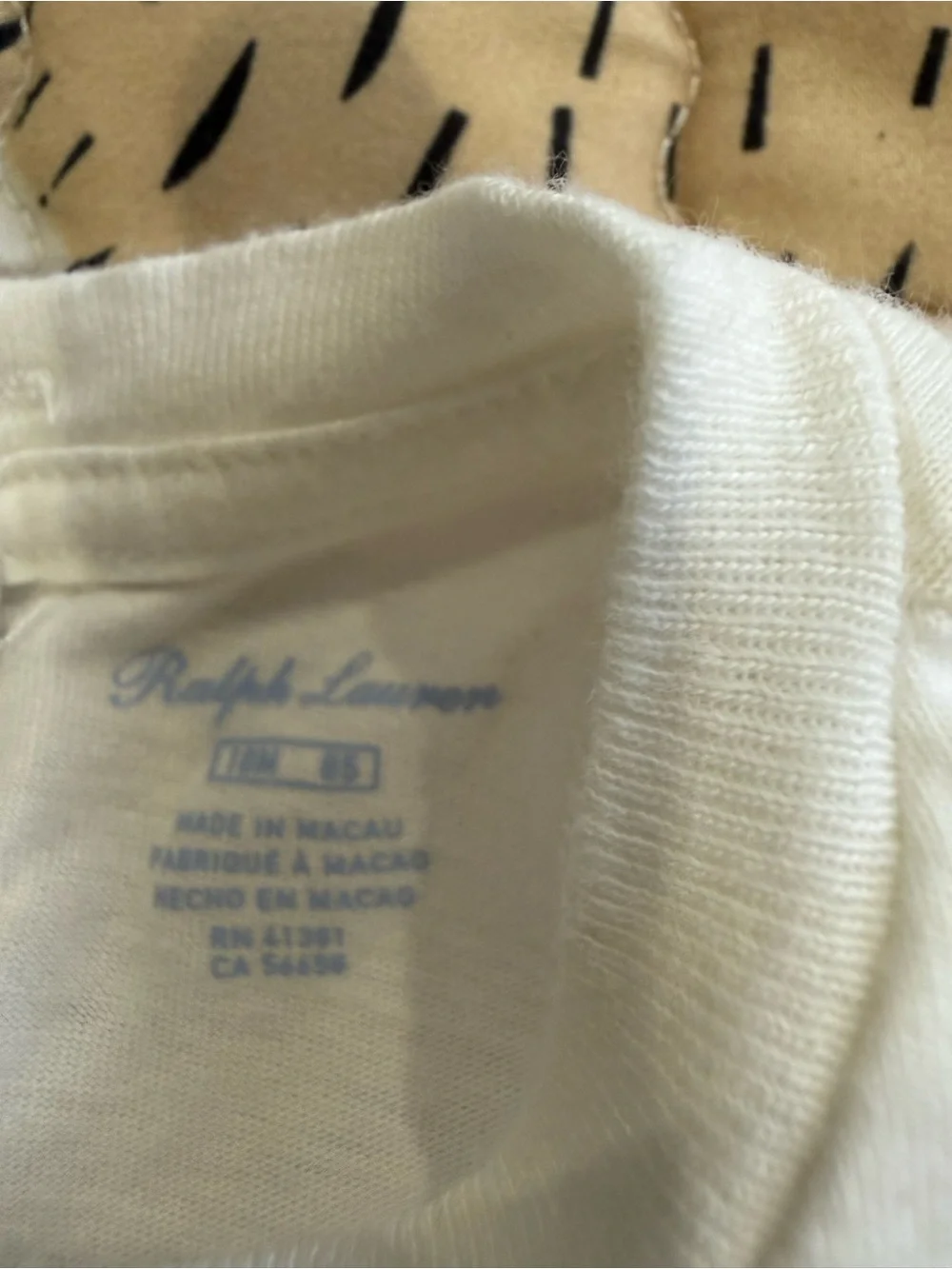 Ralph Lauren White Baby Tee with Light Blue Logo